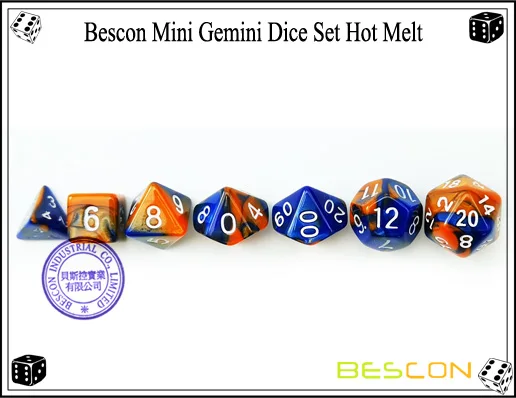 Bescon мини двухцветные многогранные игральные кости, набор 10 мм, маленькие кости набор D4-D20 в трубке, 6 новых разных цветов 42 шт