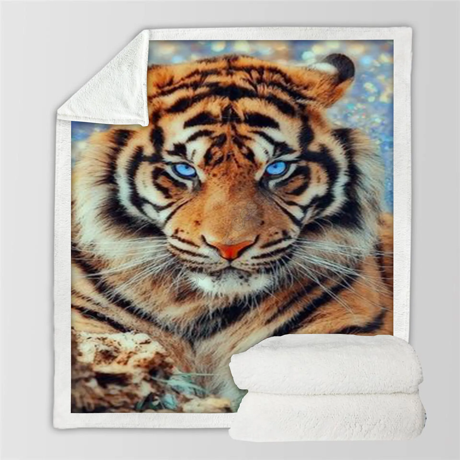 

Plstar Cosmos Tiger Fleece Blanket 3D print Sherpa Blanket on Bed Home Textiles Dreamlike style-2