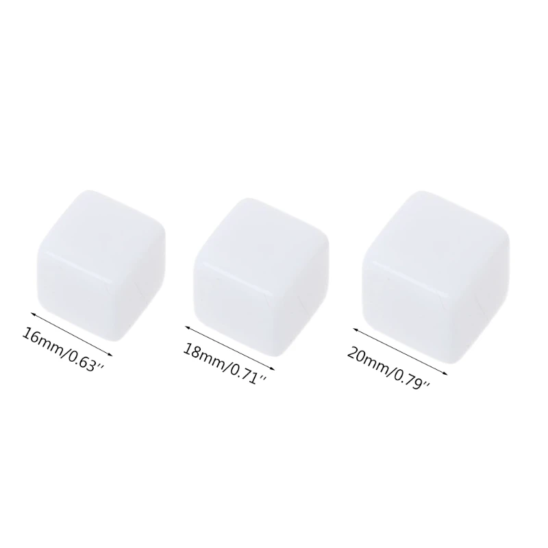 

10pcs/pack New Acrylic 16/18/20mm White Blank Dice Teaching Props Game Accessories Mathematical Tools Square Corner