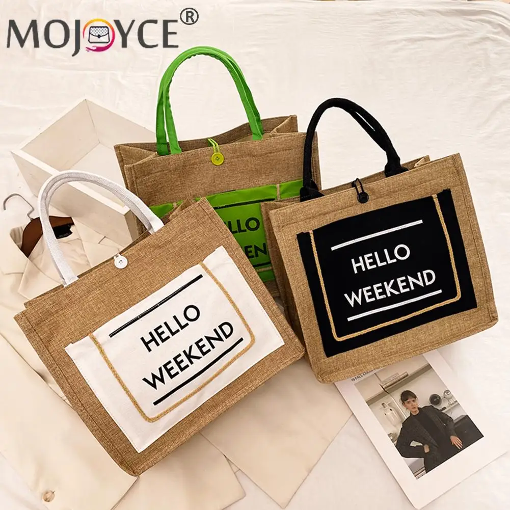 

Casual All-match Canvas Tote Bag Women Fashion Letters Printing Shoulder Underarm Pouch Leisure Large Capacity Travel Handbags