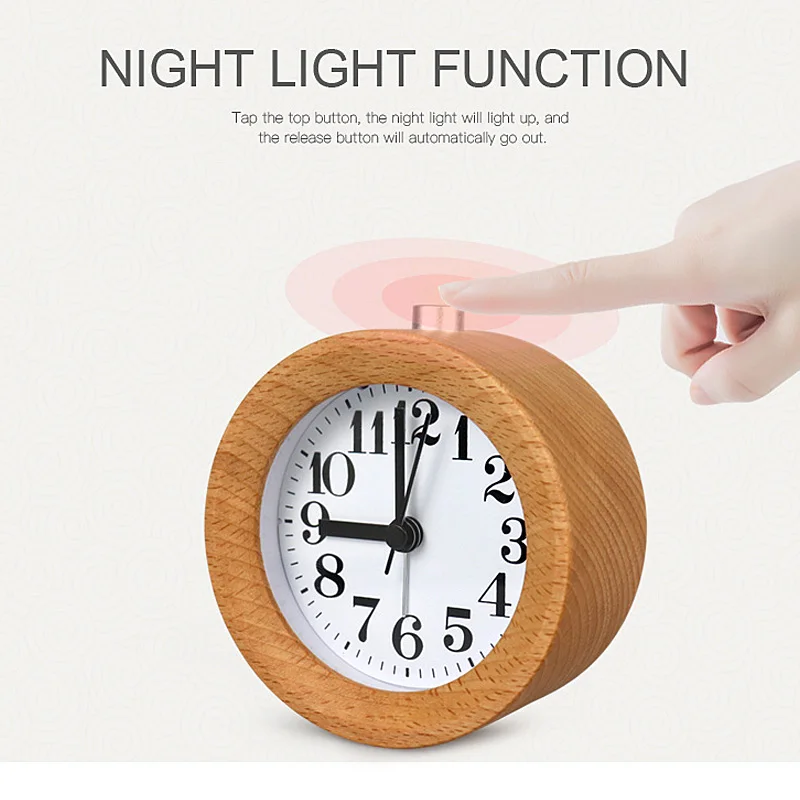 

Wooden Clock Snooze Bedside Kids Alarm Clock Circular Needle Backlight Desktop Clock Wood Home Alarm Clock Despertador
