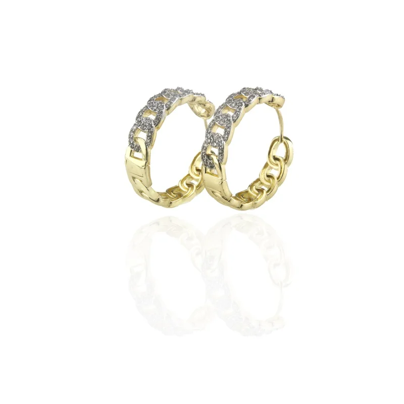 Новый дизайн Золотое медное ушное кольцо с белым кубическим цирконием круглое