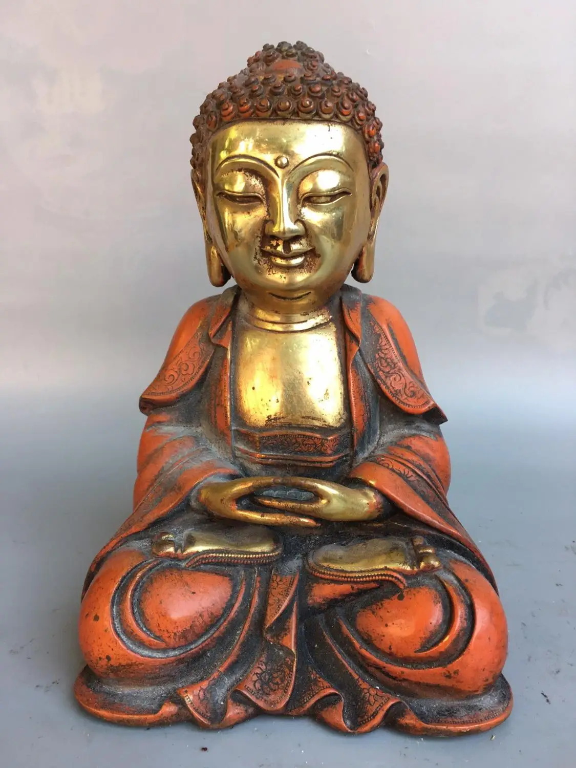 

Свадебное украшение Китай благосостояние благоприятная позолоченная Бронзовая статуя шакамуни статуя Будды принца