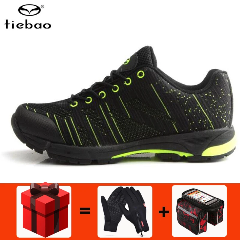 Tiebao велосипедная Обувь zapatillas de ciclismo MTB велосипедный профессиональный спортивный самоблокирующийся обувь мужская обувь для отдыха - Цвет: add gloves and bag