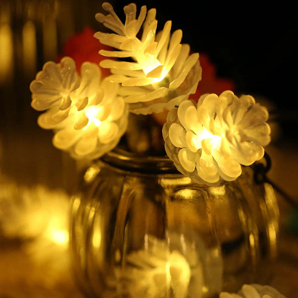 Солнечный светильник s солнечные лампы 8 режимов 19.7ft веревка сосновая шишка Форма