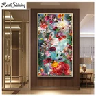 Алмазная живопись, красочная Роза, цветок 5D, полностью круглая вышивка крестиком, алмазная вышивка сделай сам, пейзаж деревенской жизни, искусство FS6743