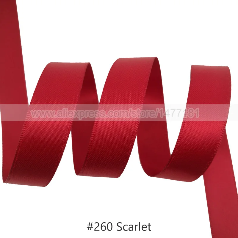 260 Scarlet 25 Yards) 6 9 16 25 38 50 мм атласная лента Двусторонняя лента высокого качества полиэстер Двусторонняя лента банты изготовление тканей - Цвет: 260 Scarlet