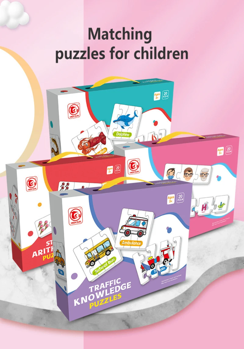 

1 Набор Интеллектуальных детских игрушек, пазл-головоломка для детей, детские Мультяшные животные/дорожные головоломки, обучающие игрушки