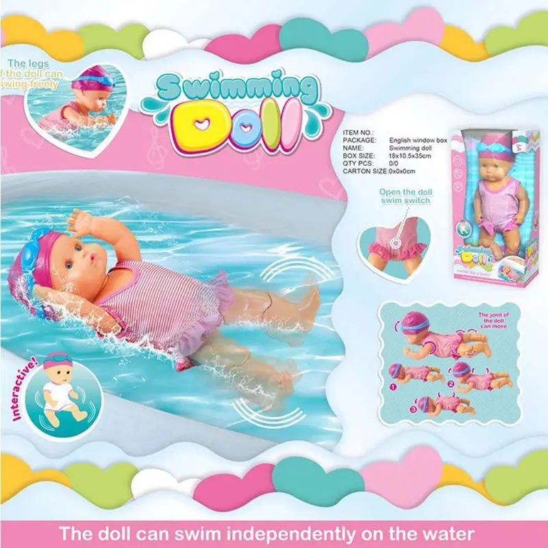 Детская кукла для плавания, водонепроницаемая электрическая кукла, детская пляжная водная игрушка для бассейна, передвижные шарнирные эле... от AliExpress WW