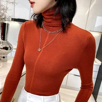 women high elasticity turtleneck thin pullover worsted wool soft comfortable sweater basic sexy soft long sleeve 6 colors
