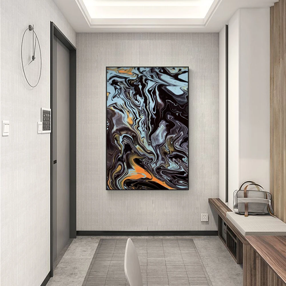 

Modern abstract oil painting creative splash ink art flowing color poster living room corridor bar home decoration mural