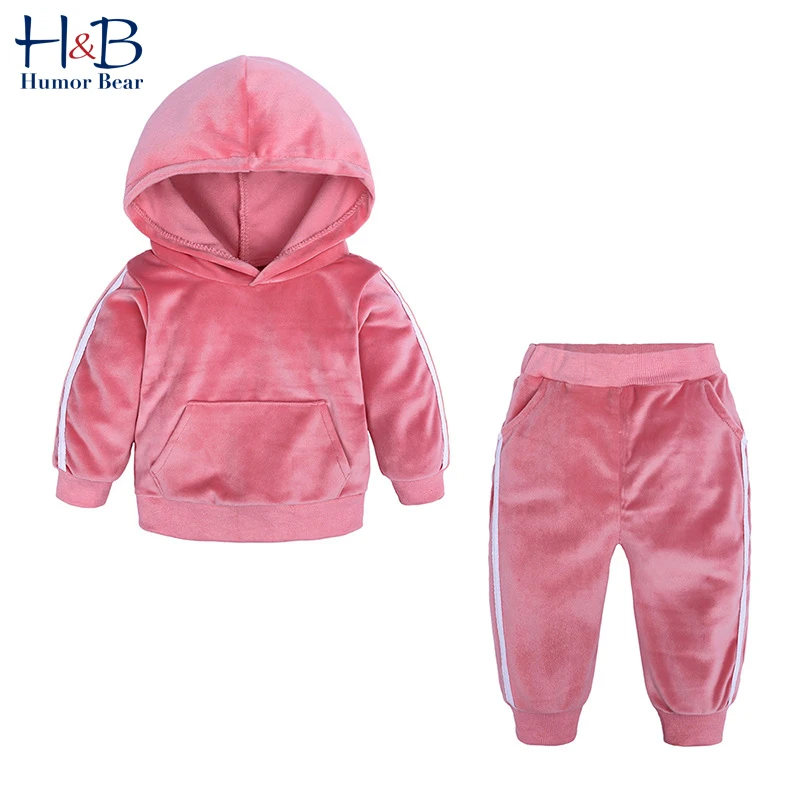 

Humor Bear Children Clothes Set New Spring Autumn Long Sleeve Sport Hooded Plus Velvet 2pcs Toddler for 2-7Y