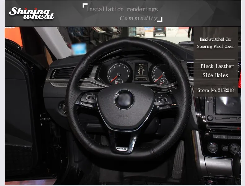Сияющая Пшеница натуральная кожа чехол на руль для Volkswagen VW Golf 7 Mk7 Polo Jetta Passat B8
