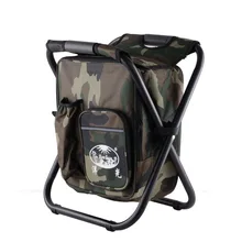 Portable Backpack Outdoor Fishing Chair Bag Folding Camping Stool  Cooler Insulated Picnic Bag Hiking Seat Table Bag Bear 150KG