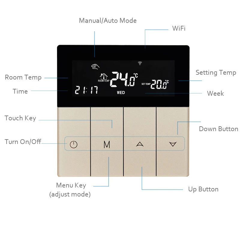 Beok Wifi Gas Boiler Thermostat Smart Room Heating Temperature Controller 220V Touch Programmable Work With Google Home Alexa |