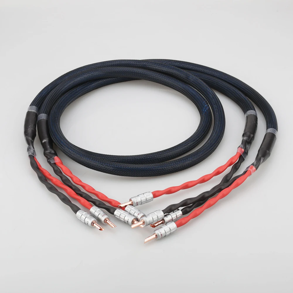 

Hi End Copper Silver plated Speaker cable With CMC Gold plated Banana Connector hifi speaker cable
