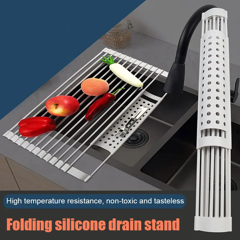 

Sink Storage Dish Drying Rack Holder Fruit Vegetable Drainer Colanders Kitchen Folding Drain Rack C44