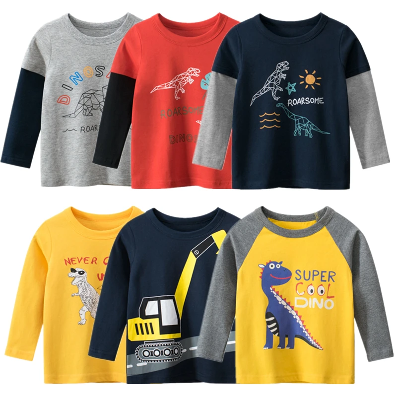 

100% Cotton Kids T-Shirts Children Tops Clothes Tee Baby Boys Girls Long Sleeve Tshirt 1 2 3 4 5 6 7 8 Years Old Child Clothing