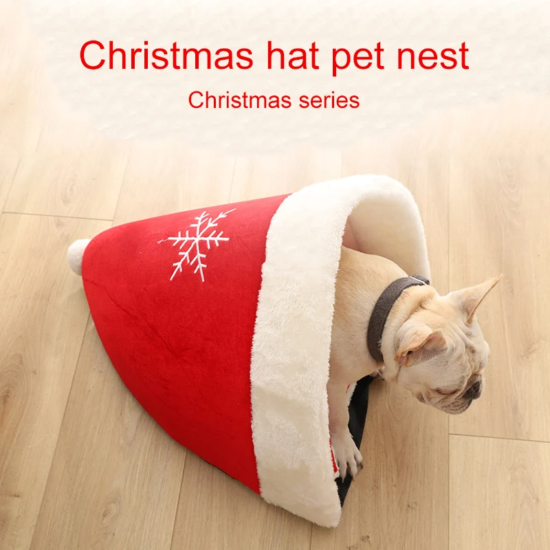Уютная Лежанка для кошек домик малышей Рождественская шляпа гнездо собак мягкий