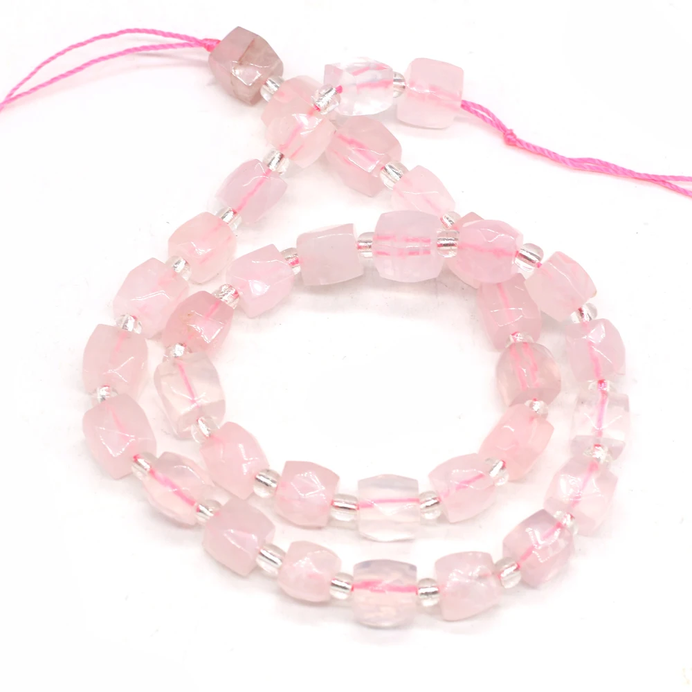 

Natural Stone Rose Quartz Beaded Stylish Rectangular Temperament Beads for Jewelry Making Charm DIY Bracelet Accessories 10-11mm