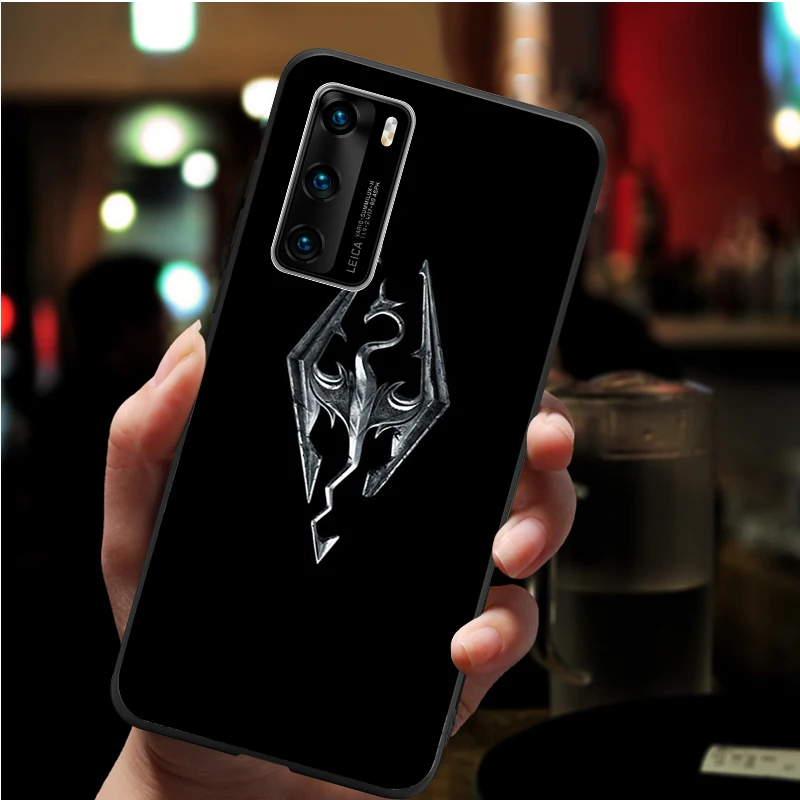 Черный мягкий чехол для телефона с логотипом Skyrim Huawei P40 P30 P20 Mate 10 20 30 40 Pro lite Plus P smart
