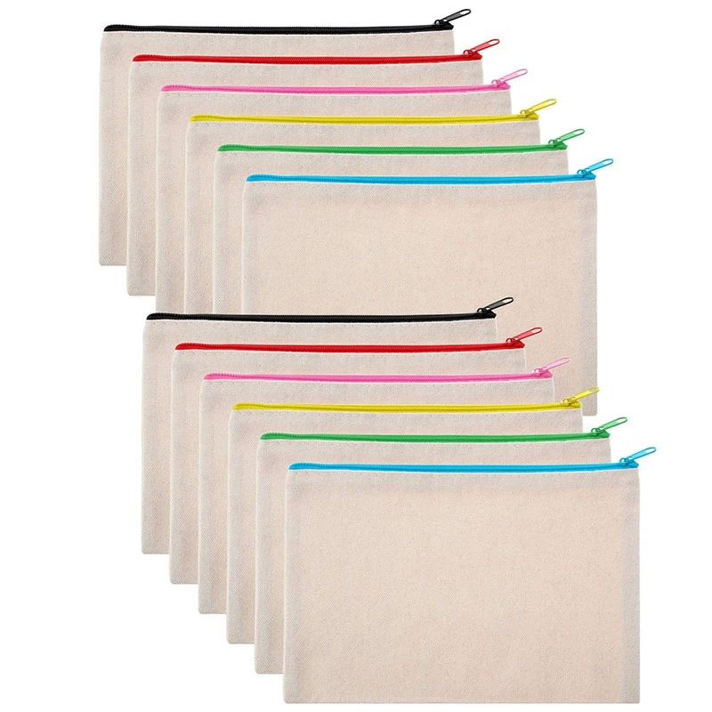 

12 шт. многофункциональный косметический мешок макияжные пакеты с Холщовая Сумка На Молнии Карандаш сумка для путешествий, сумочка, космети...