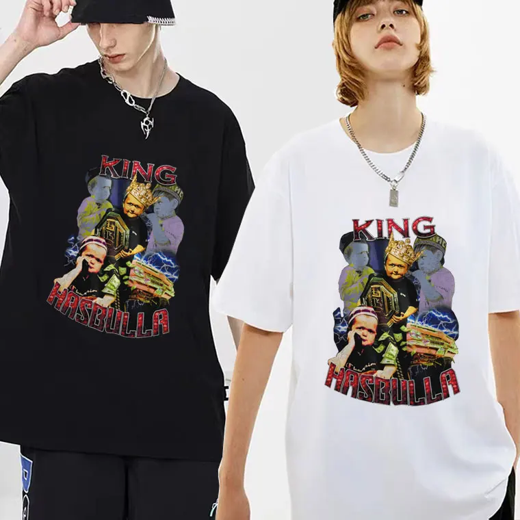 

Hasbulla Goat Gangster Funny Fighter Oversized Summer Tshirt Fashion Hip Hop Punk Printed Graphic Short-sleeved Tee Short Sleeve