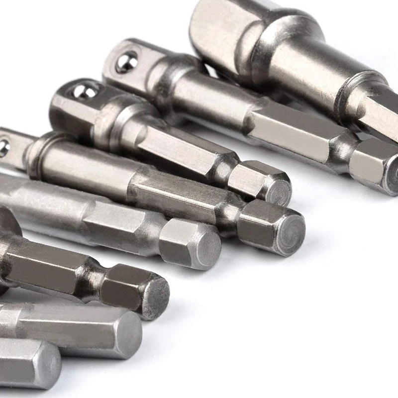 

8Pcs Socket Adapter Impact/Drive Socket Extensions 1/4 & 3/8 & 1/2 Inch Drill Adapter Set Impact Hex Drill Bits Bar Set