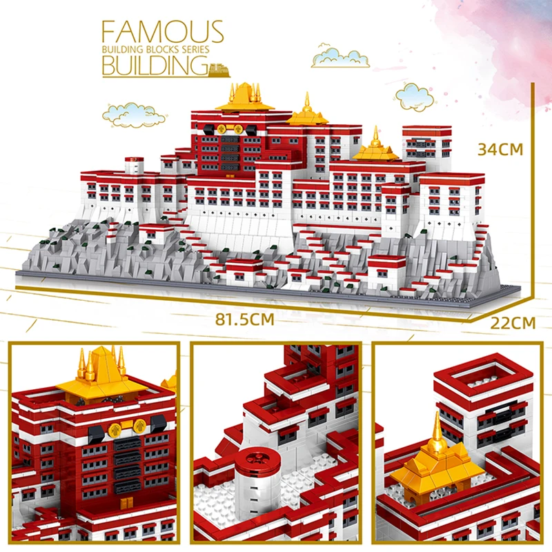 

Qunlong High-tech Potala Palace Building Model Street View Building Blocks Particles Manual DIY Assembled Toys Adult Gifts