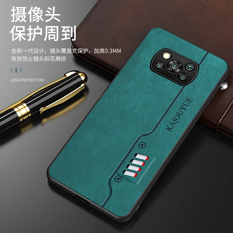 for xiaomi poco x3 nfc case luxury pu leather skin protective back cover case for xiaomi poco m3 f2 pro m2 x2 x3 pro phone shell free global shipping