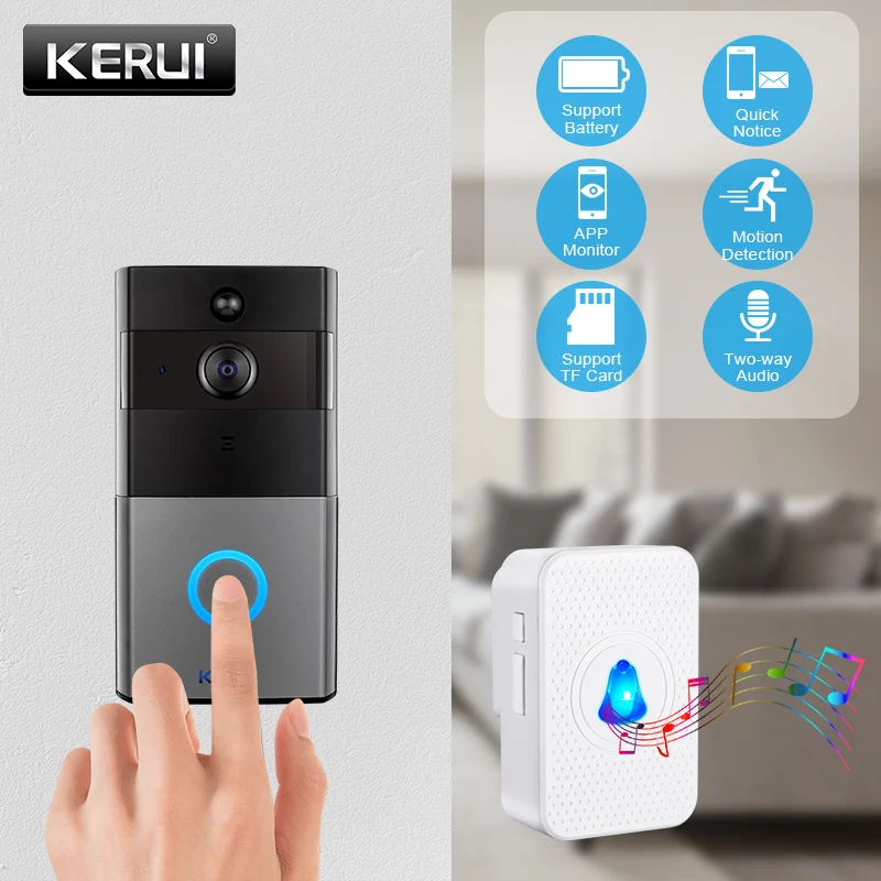 KERUI IP08 умный беспроводной wifi видео дверной звонок Домашний домофон 1080P ip камера