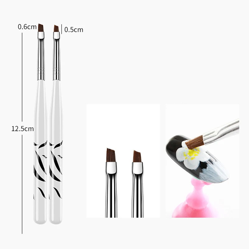 Высокое качество Мода 8 шт. Зебра ручка с кистью для нанесения УФ геля дизайн