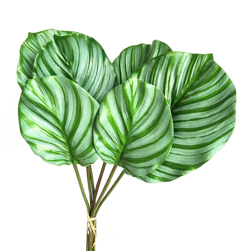 55CM-75CM 6pc Artificial Green Palm Leaf Bundle Plastic Monstera Leaves DIY Flower Arrangement Materials Home Decor Plants