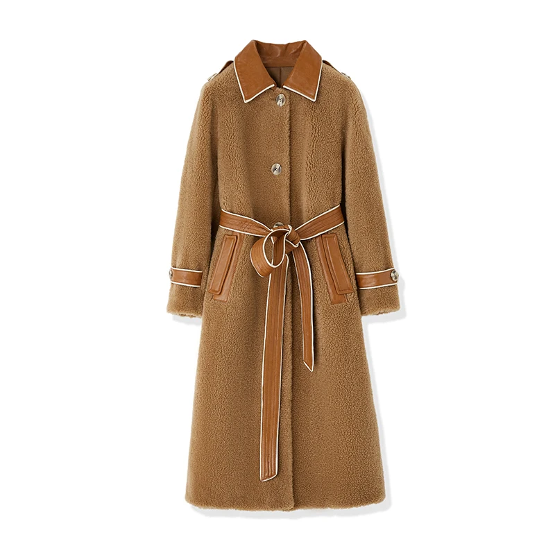 

Coats Lamb Fur Patchwork Sheepskin and Single Breasted Wide-waisted Warm Jackets for Women Winter 2021