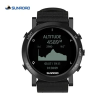 sunroad digital sports clock men watches with altimeter barometer heart rate nylon pedometer 5atm waterproof swim wristwatch