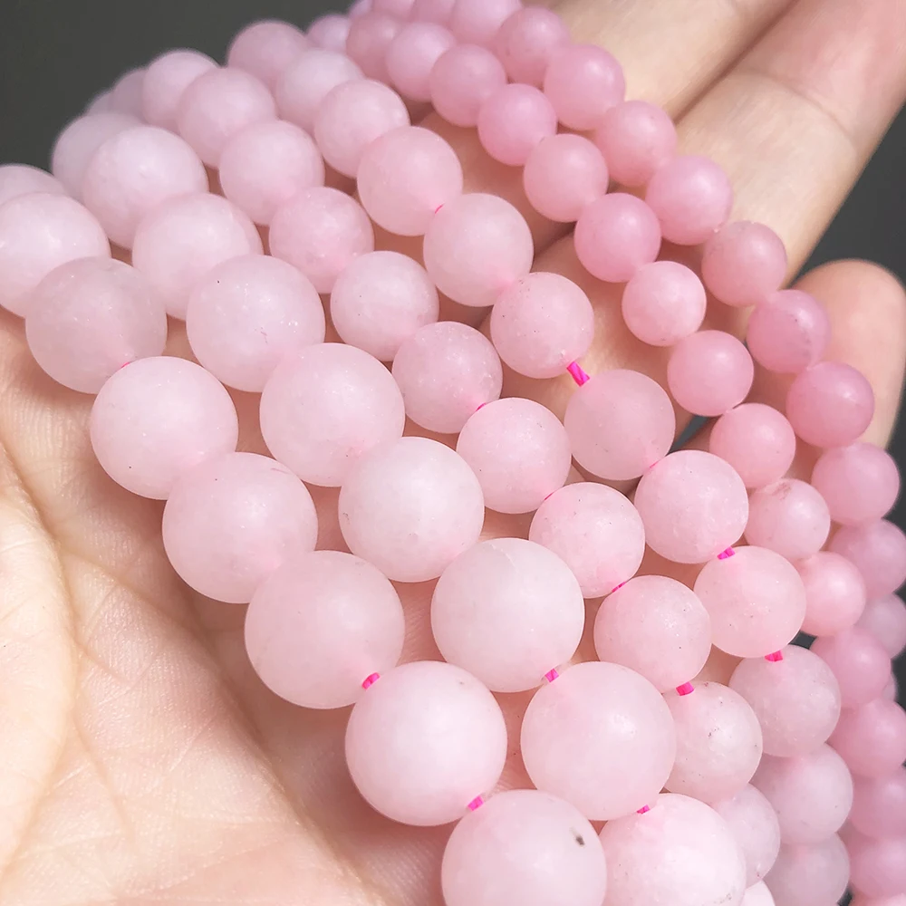 Натуральный матовый камень розовый бусины из нефрита форст круглый свободные