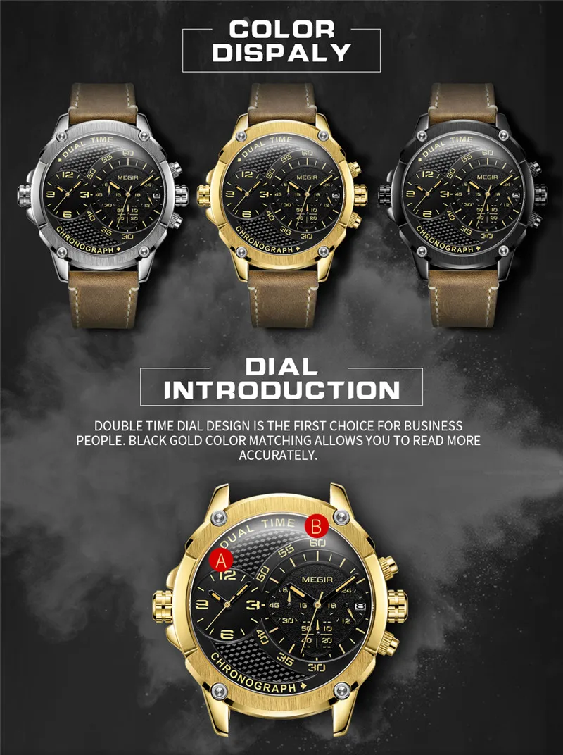 Часы MEGIR Мужские Наручные с календарем брендовые Роскошные спортивные в стиле