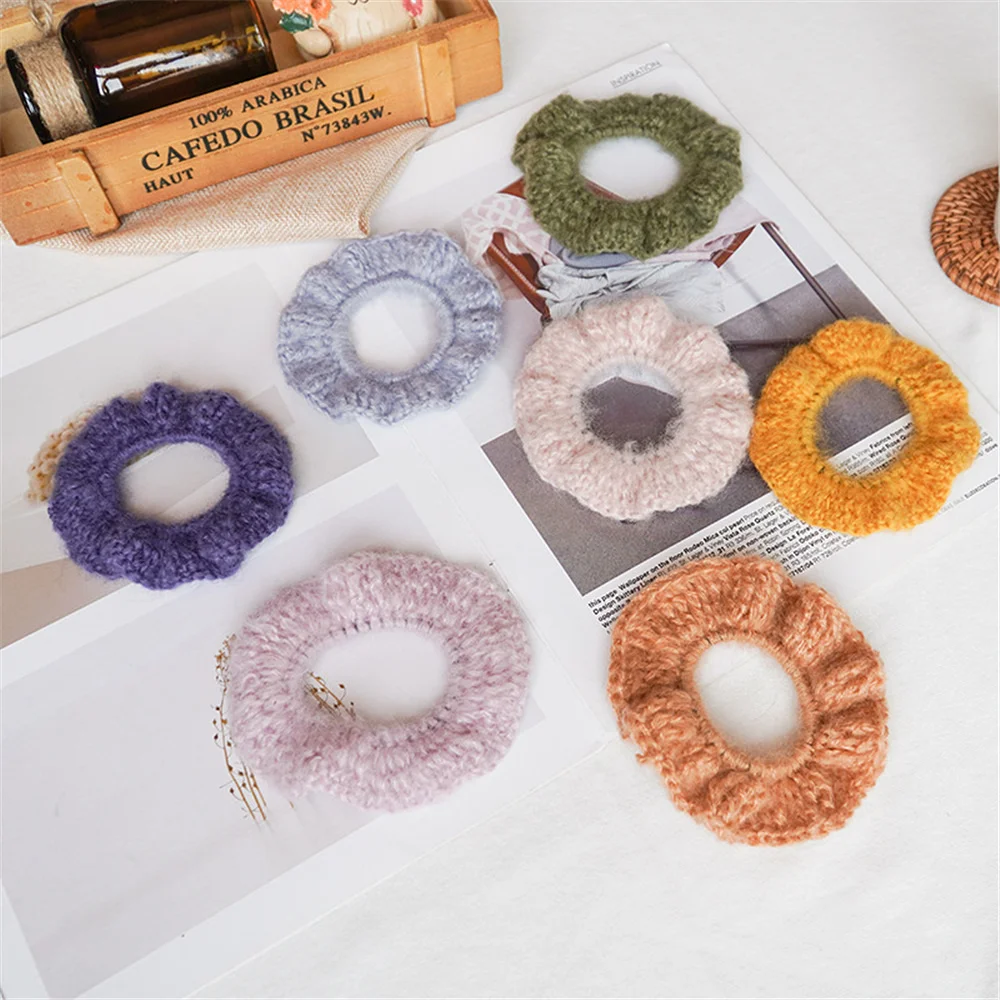 

New Arrival INS Fashion Woolen Knitted Elastic Hair Band Hair Ring Women Girls Solid Joker Woolen Hair Tie Rope Hair Accessories