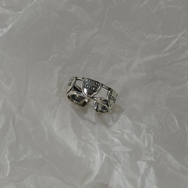 LouLeur 925 пробы серебряные кольца с сердечком, винтажные японские корейские креативные кольца для женщин 925, простые праздничные ювелирные изделия