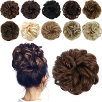 lupu synthetic messy hair bun elastic hair bands extension curly wavy chignon hairpieces for women girls tousled updo scrunchie