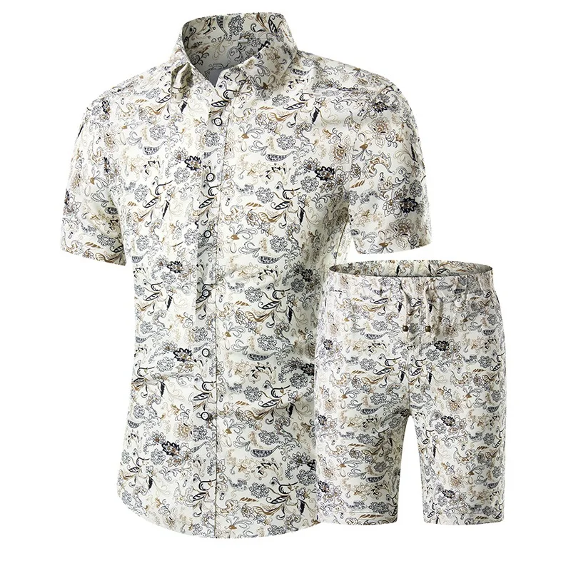 Мужской повседневный спортивный костюм с цветочным принтом Hawaii новый брендовый