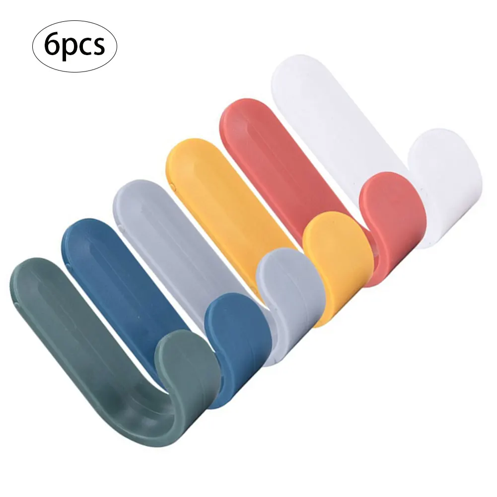

6PCS Self Adhesive Hooks Bathroom ABS Plastic Heavy Duty Sticky Wall Hanging Hooks For Bar Home Kitchen Livingroom Door