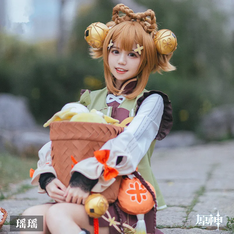 Парик Genshin Impact для косплея яояо косплей бант тигровый рот заколка конский хвост