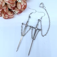 new style sword earrings with chain dagger punk gothic jewelry vampire earrings
