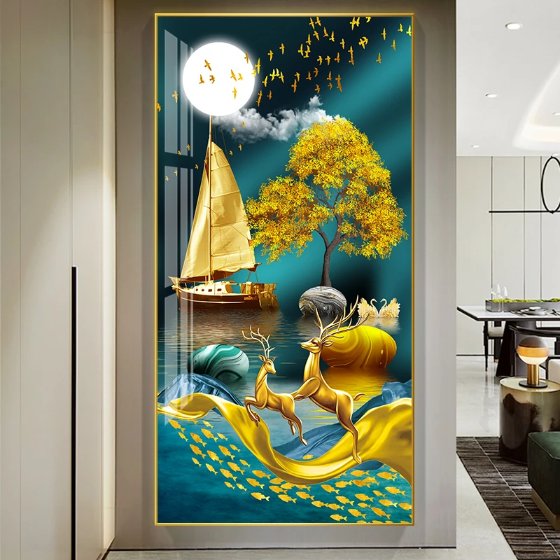 

GY Home Entrance Painting Entrance Living Room Corridor and Aisle Painting Modern Simple Vertical Fantasy Wall Painting