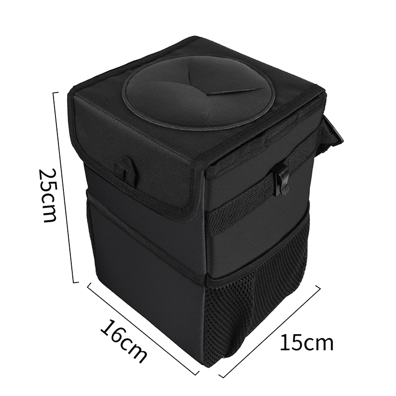 

Car Storage Bucket With Lid 3 Storage Pocket Leak-Proof Car Organizer Waterproof Car Garbage Can With Car Seat Hook Freeshipping