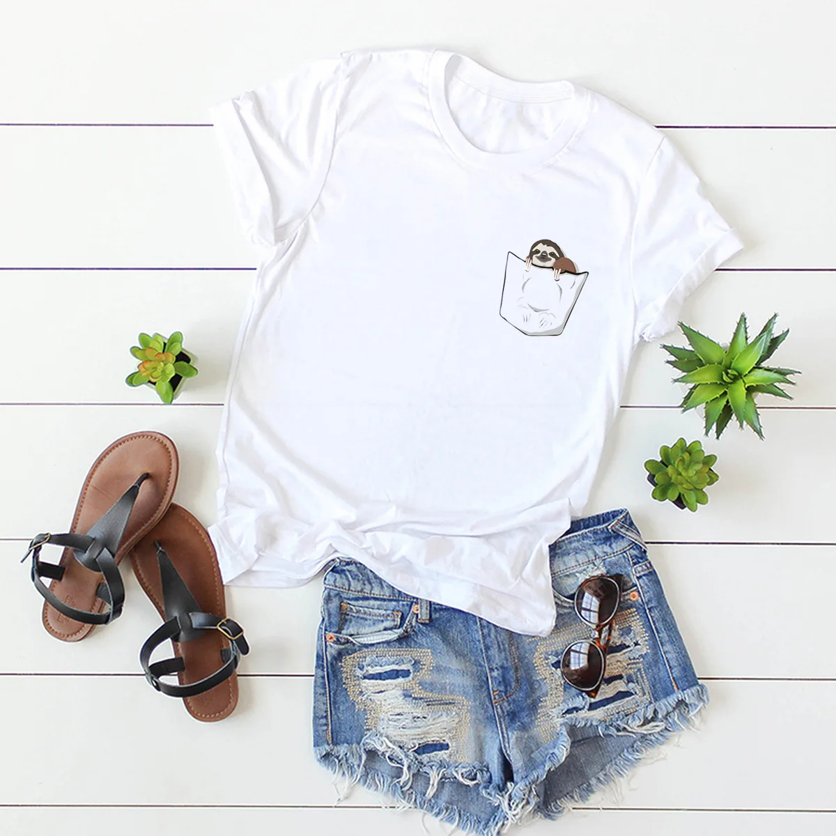 Футболка женская из размера плюс хлопка с круглым вырезом и короткими рукавами