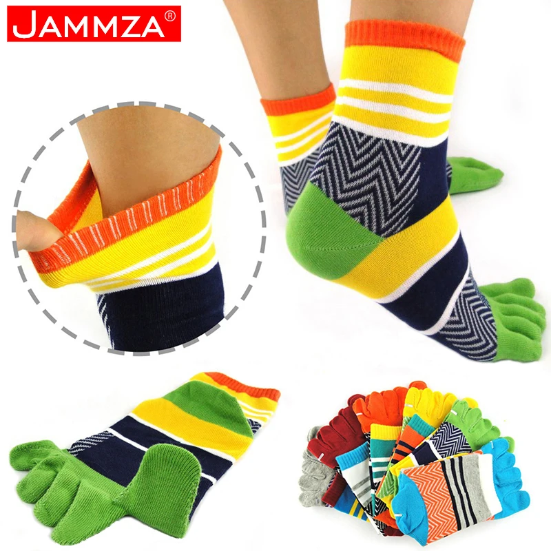 

Men Brand Cotton Toe Socks Five Fingers Colorful Breathable Sweat Casual Stripe Socks Bamboo Fiber Male Meias High Quality Crew