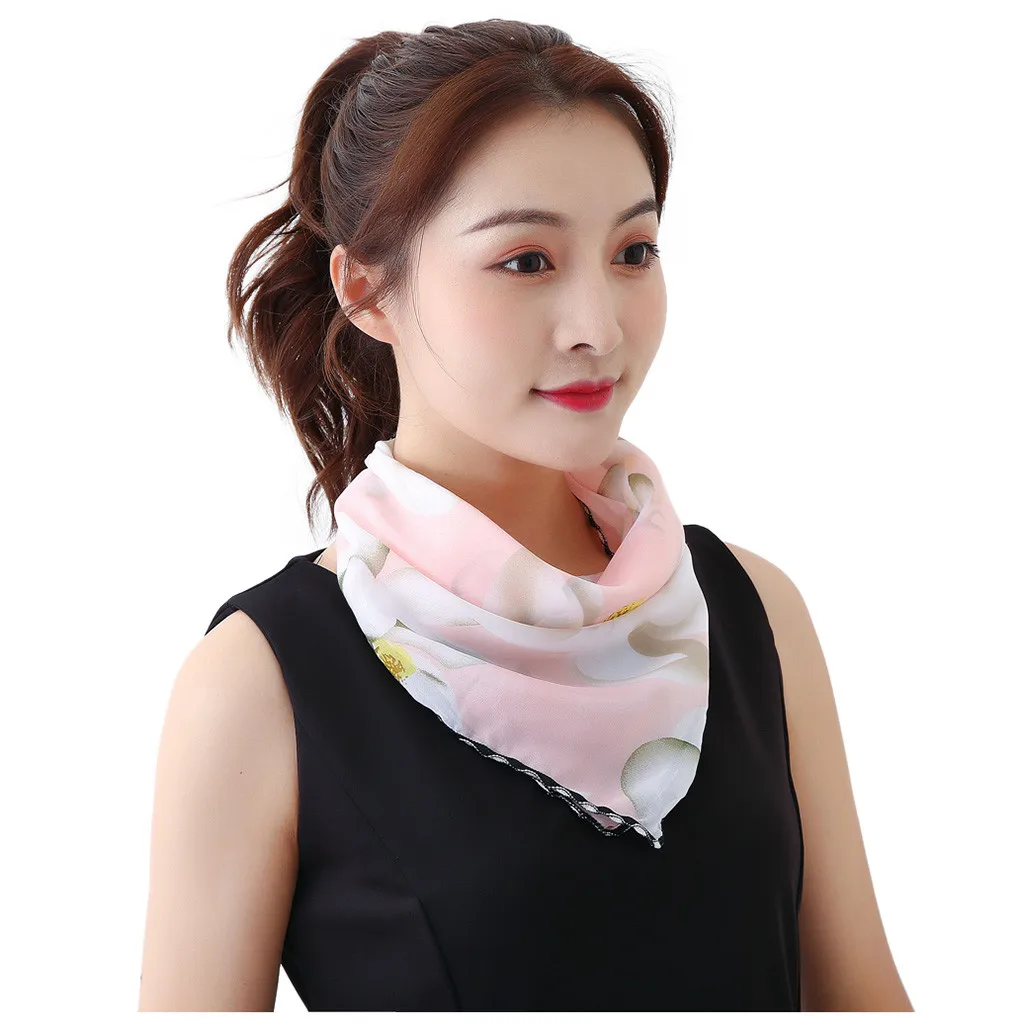 Женский шифоновый шарф 2020 Шелковый тонкий дышащий чехол для лица летняя