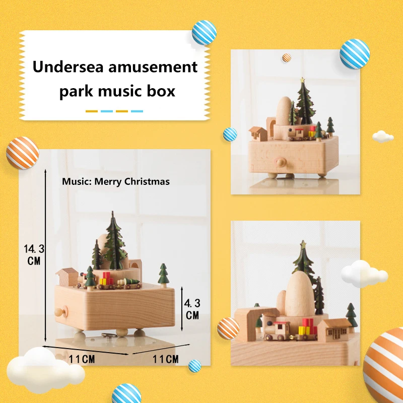 

Creative Gift For Kids Birthday Gift Music Box Wind Up Wooden Horse Roundabout Carousel Musical Box Home Decoration Christmas